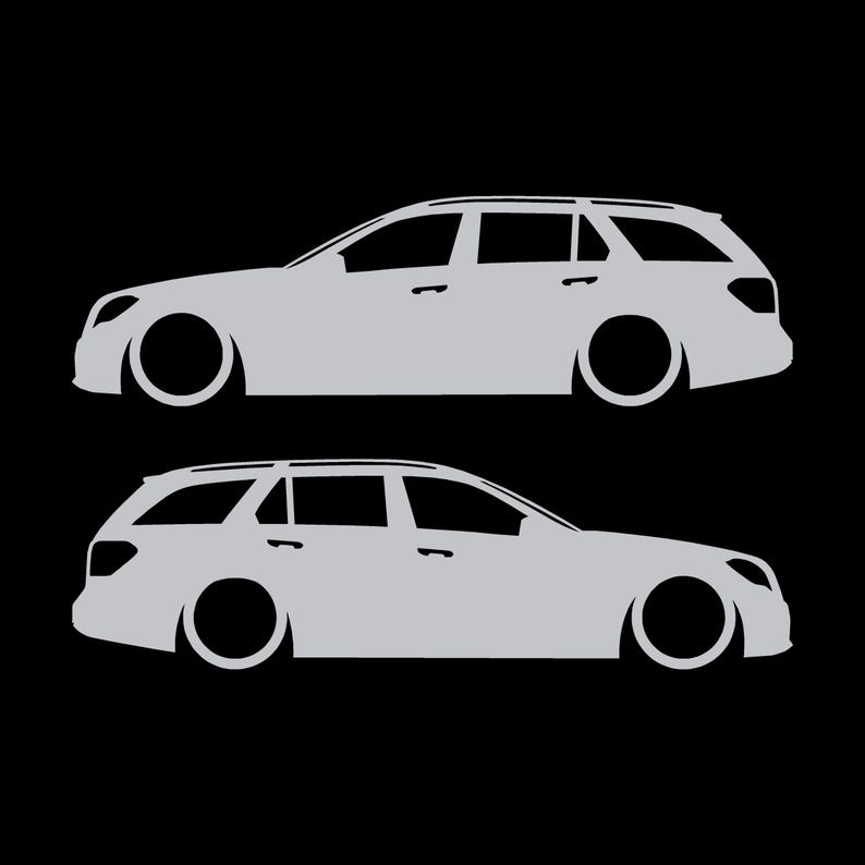 Set Of 2 Car Silhouette Decal Stickers For The Mercedes E-class S212 W212 Wagon Silver