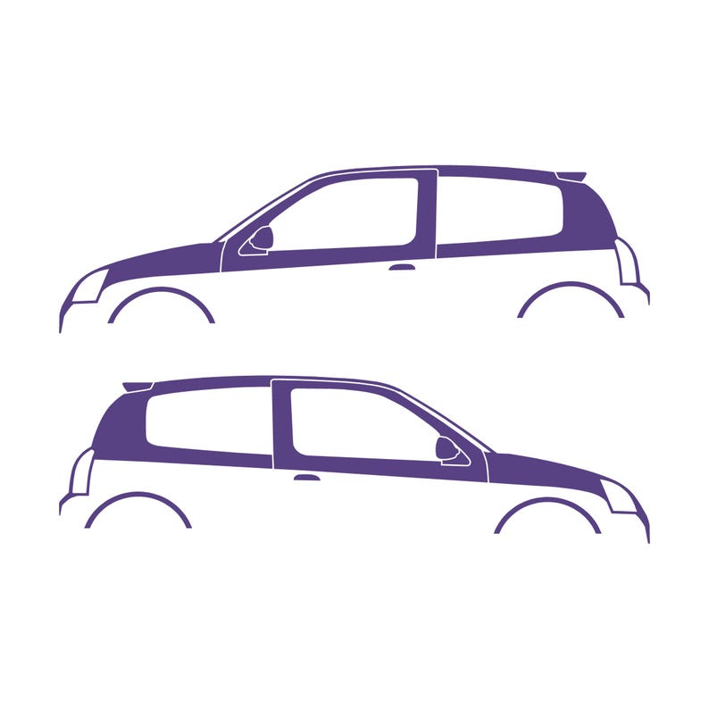 Set Of 2 Car Silhouette Decal Stickers For Renault Clio Mk2 Sport RS Purple
