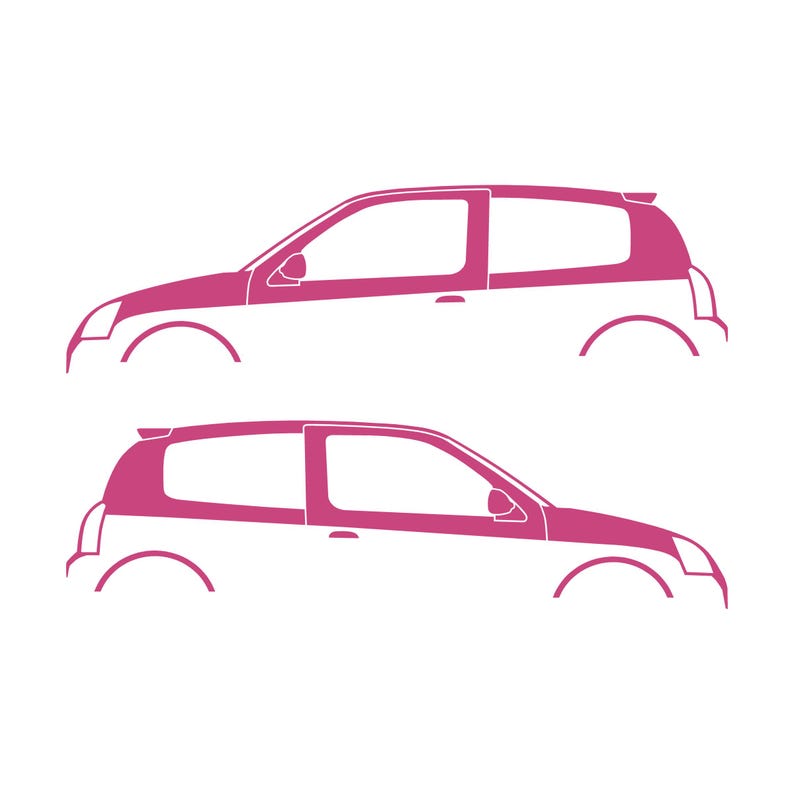 Set Of 2 Car Silhouette Decal Stickers For Renault Clio Mk2 Sport RS Pink