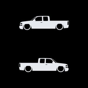 Set Of 2 Lowered Truck Silhouette Decal Stickers For Chevrolet Silverado Extended Cab 1999- 2002 Pickup White