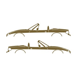 Set Of 2 Lowered Car Silhouette Decal Stickers For Mazda Miata MX5 NA Gold