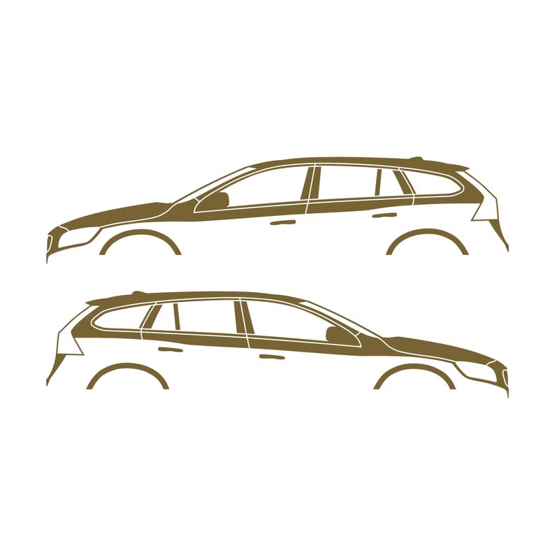 Set Of 2 Car Silhouette Decal Stickers For Volvo V60 2011-18 1st Gen Gold