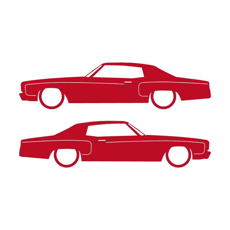 Set Of 2 Car Silhouette Decal Stickers For Chevrolet Monte Carlo 3rd Gen Red