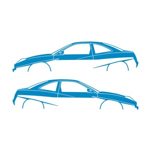 Set Of 2 Lowered Car Silhouette Decal Stickers For Fiat Coupe Light Blue