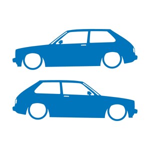 Juego de 2 pegatinas decorativas con silueta de coche rebajado para Toyota Starlet KP60 Sky Blue