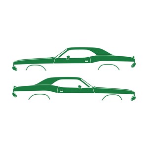 Set Of 2 Car Silhouette Decal Stickers For Dodge Challenger Classic Hardtop 1st Gen 1970-74 Coupe Green
