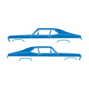 Set Of 2 Car Silhouette Decal Stickers For Chevy Nova 3rd Gen 1968-72 Sky Blue