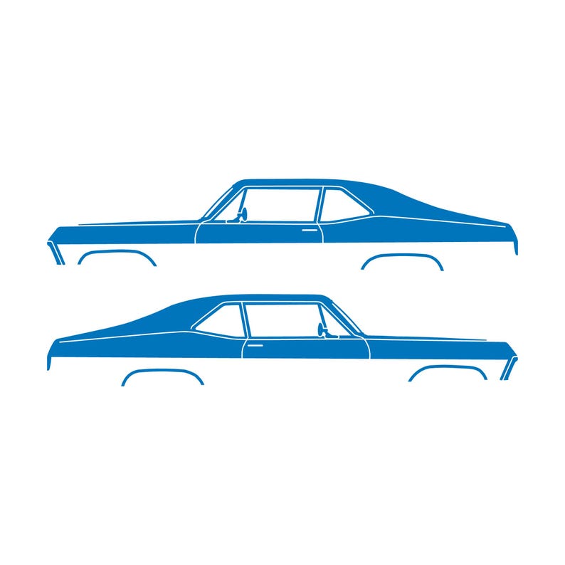 Set Of 2 Car Silhouette Decal Stickers For Chevy Nova 3rd Gen 1968-72 Sky Blue