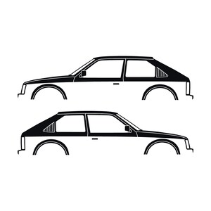 Set Of 2 Car Silhouette Decal Stickers For Opel Kadett D GTE 3-Door Hatchback Black