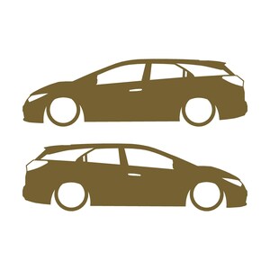 Set Of 2 Lowered Car Silhouette Decal Stickers For Honda Civic 9th Gen Tourer Gold