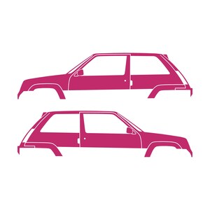 Set Of 2 Car Silhouette Decal Stickers For Renault 5 GT Turbo Pink