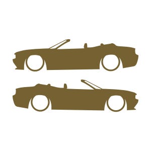 Set di 2 adesivi con silhouette di auto ribassata per Dodge Challenger 2008 Convertible Oro