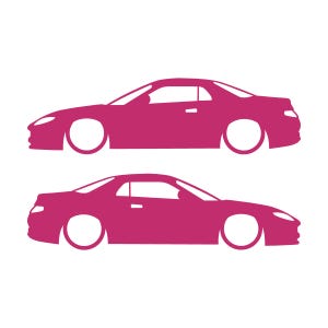 Set di 2 adesivi con silhouette di auto ribassate per Mitsubishi FTO Rosa