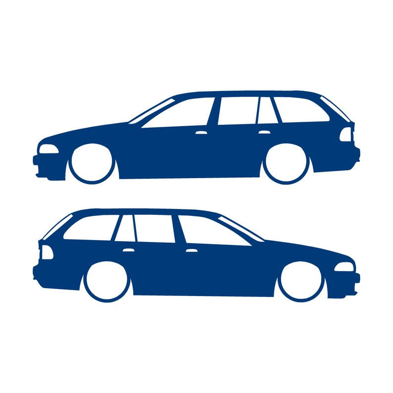 BMW E39 5シリーズ ツーリング用 車のシルエットデカールステッカー 2枚セット ブルー