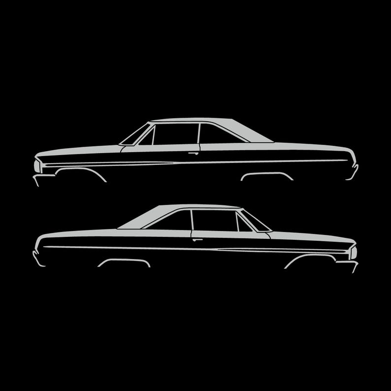 Set Of 2 Car Silhouette Decal Stickers For Ford Galaxie Light Grey
