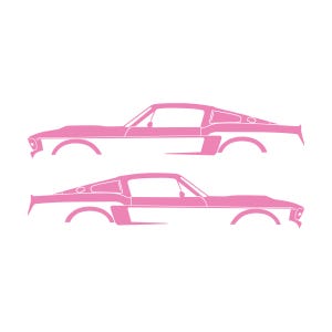Set van 2 autosilhouet-stickers voor Ford Mustang Shelby GT500 E Soft Pink