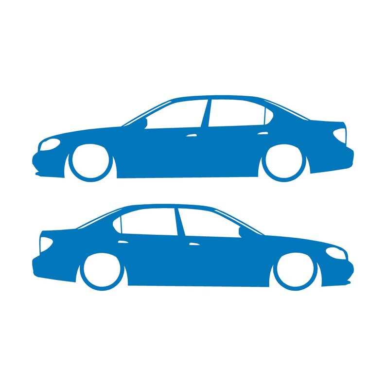 Set Of 2 Lowered Car Silhouette Decal Stickers For Nissan Cefiro A33 1998-2004 Sky Blue