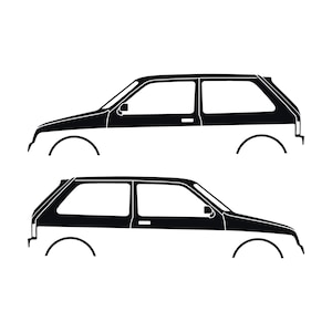 Set Of 2 Car Silhouette Decal Stickers For MG Metro Black