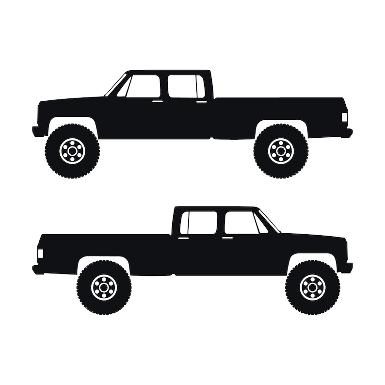 Conjunto de 2 adesivos com silhueta de carro para caminhonete Chevrolet C30 Dually Classic C10 de 3ª geração Preto
