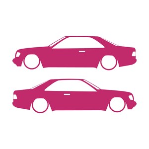 Set Of 2 Car Silhouette Decal Stickers For The Mercedes C124 E-Class W124 Coupe Pink