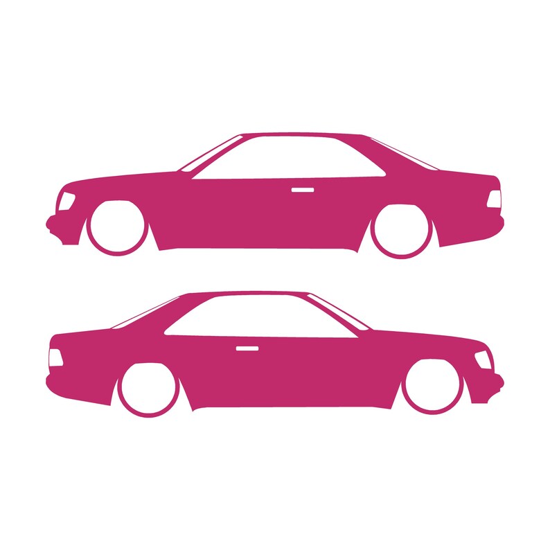 Set Of 2 Car Silhouette Decal Stickers For The Mercedes C124 E-Class W124 Coupe Pink