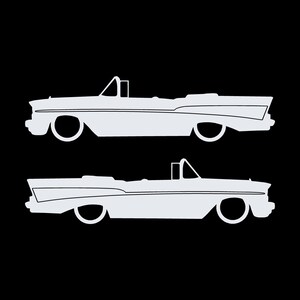 Set Of 2 Lowered Car Silhouette Decal Stickers For 1957 Chevrolet Bel Air Convertible Coupe White