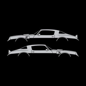 Set Of 2 Car Silhouette Decal Stickers For Pontiac Firebird Trans Am 2nd Gen 1977-78 Silver