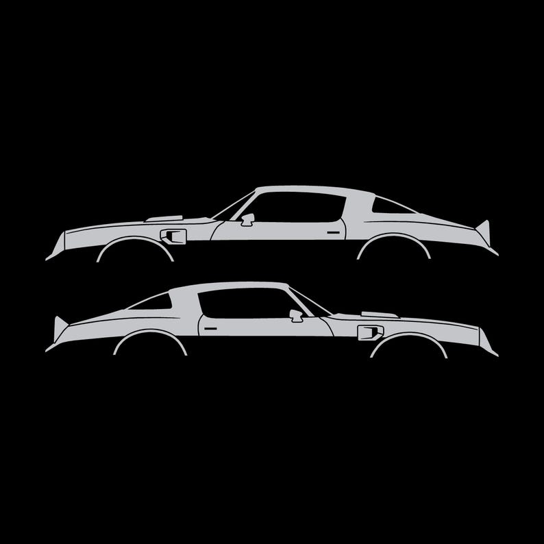 Set Of 2 Car Silhouette Decal Stickers For Pontiac Firebird Trans Am 2nd Gen 1977-78 Silver