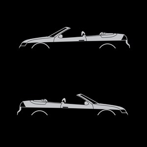 Set Of 2 Car Silhouette Decal Stickers For Saab 9-3 Early Spec 2nd Gen Convertible Silver
