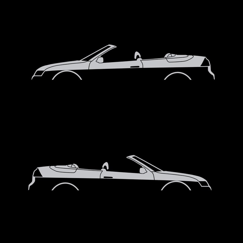 Set Of 2 Car Silhouette Decal Stickers For Saab 9-3 Early Spec 2nd Gen Convertible Silver