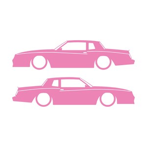 Set Of 2 Car Silhouette Decal Stickers For Chevrolet Monte Carlo SS 4th Gen Outline Coupe Soft Pink