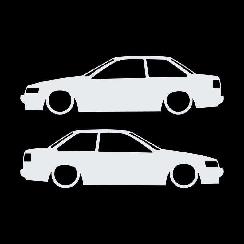 Set van 2 verlaagde autosilhouet-stickers voor Toyota Hilux 2-deurs N50 1988-97 Coupé Wit