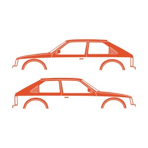 Set Of 2 Car Silhouette Decal Stickers For Opel Kadett D GTE 3-Door Hatchback Orange