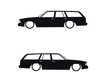 Set Of 2 Lowered Car Silhouette Decal Stickers For Chevrolet Malibu G-body Wagon