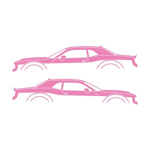 Ensemble de 2 autocollants silhouette de voiture pour Dodge Challenger Hellcat Soft Pink