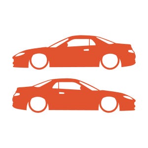 Set di 2 adesivi con silhouette di auto ribassate per Mitsubishi FTO Arancione