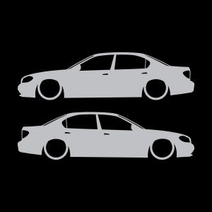 Set Of 2 Lowered Car Silhouette Decal Stickers For Nissan Cefiro A33 1998-2004 Silver