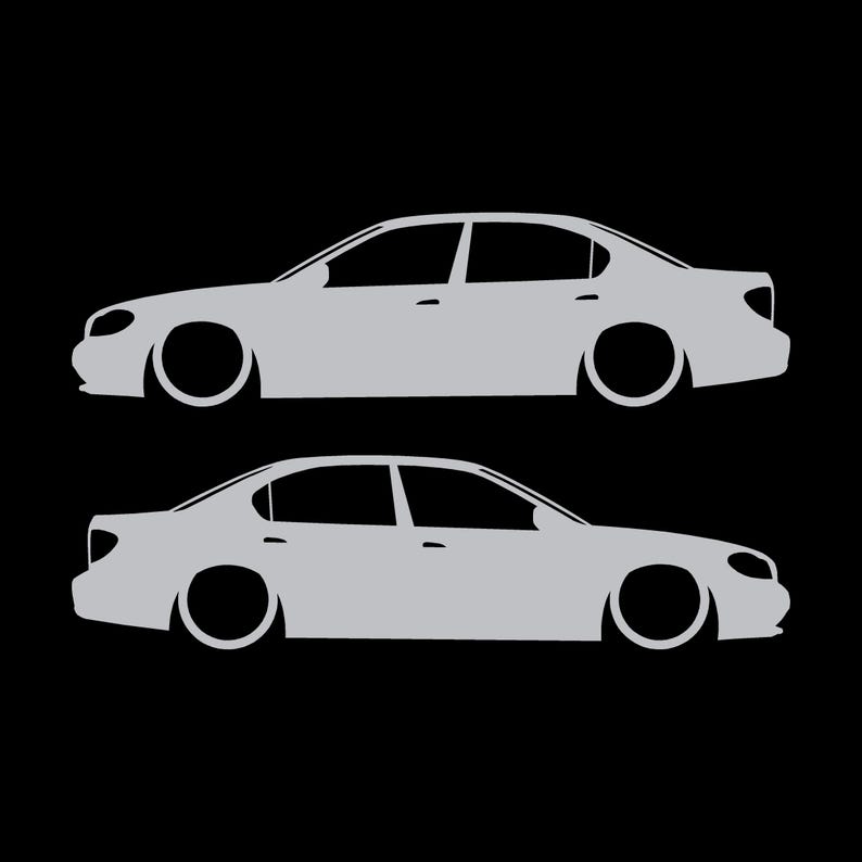 Set Of 2 Lowered Car Silhouette Decal Stickers For Nissan Cefiro A33 1998-2004 Silver