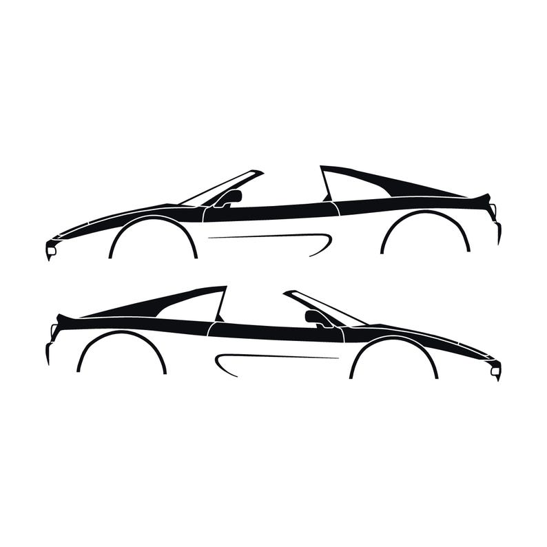 Set Of 2 Car Silhouette Decal Stickers For SuperFerrari F355 GTS Black