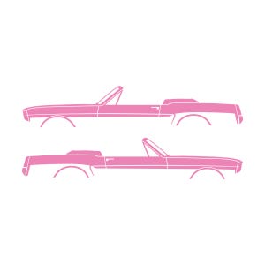 Set Of 2 Car Silhouette Decal Stickers For 1964-66 Ford Mustang Convertible Soft Pink