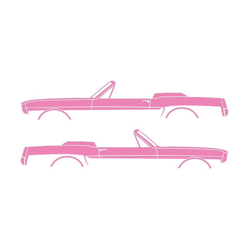 Set Of 2 Car Silhouette Decal Stickers For 1964-66 Ford Mustang Convertible Soft Pink