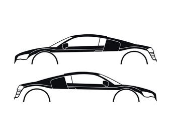 Set Of 2 Car Silhouette Decal Stickers For Audi R8 1st Gen Coupe