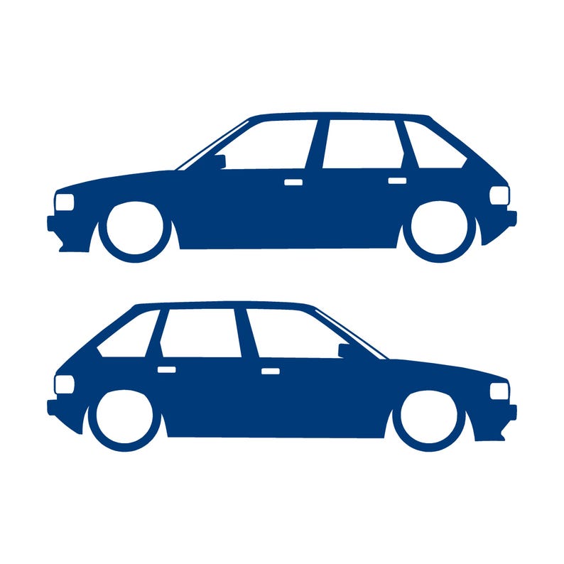 Set Of 2 Lowered Car Silhouette Decal Stickers For Austin Maestro Blue