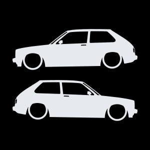Conjunto de 2 adesivos com silhueta de carro rebaixado para Toyota Starlet GT Turbo EP82 JDM Branco