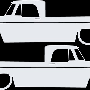 Set Of 2 Car Silhouette Decal Stickers For 1961-65 Dodge D100 Sweptline Long Bed 1st Gen White