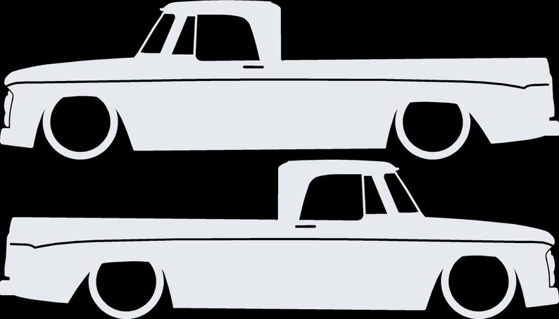 Set Of 2 Car Silhouette Decal Stickers For 1961-65 Dodge D100 Sweptline Long Bed 1st Gen White