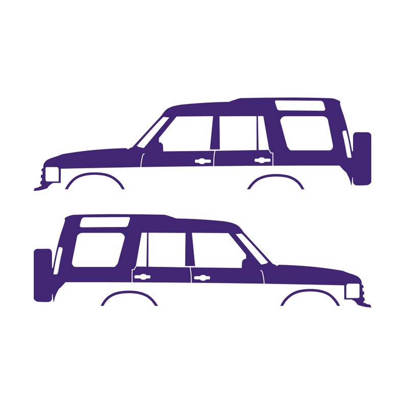 Set Of 2 Lifted Car Silhouette Decal Stickers For Land Rover Discovery 1 2 Classic Purple