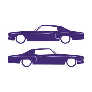 Set Of 2 Car Silhouette Decal Stickers For Chevrolet Monte Carlo 3rd Gen Purple