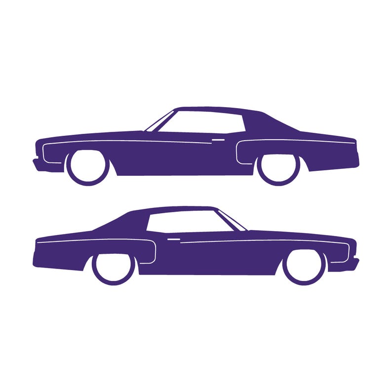 Set Of 2 Car Silhouette Decal Stickers For Chevrolet Monte Carlo 3rd Gen Purple