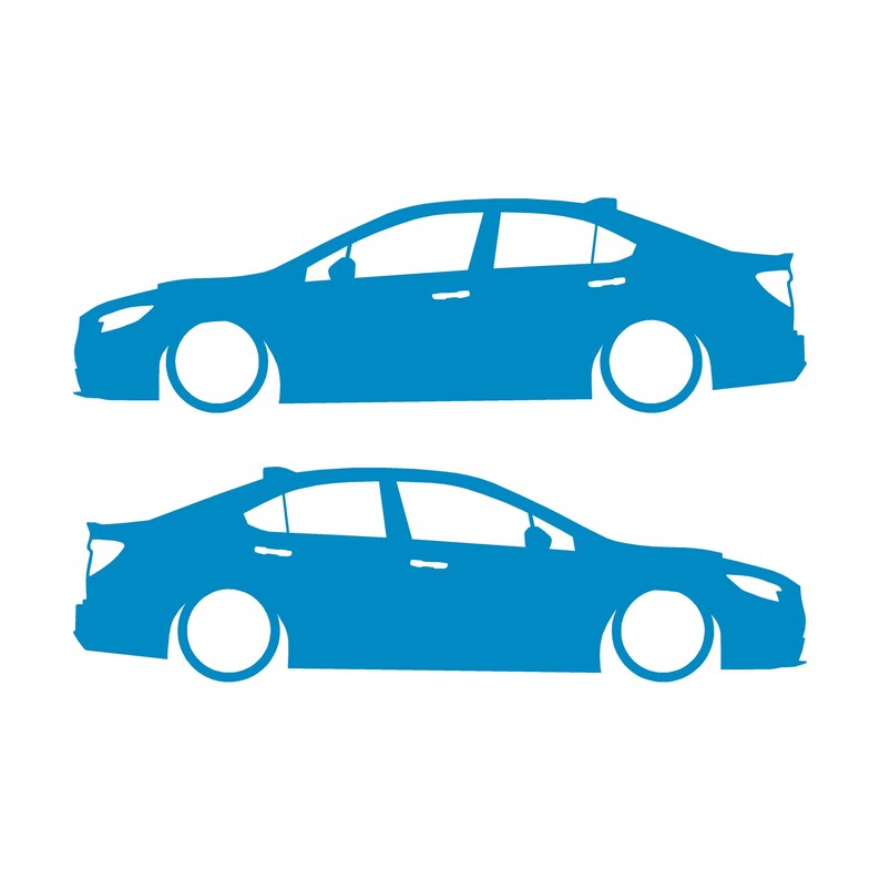 Juego de 2 pegatinas con silueta de coche rebajado para Subaru WRX VB 2022 Light Blue